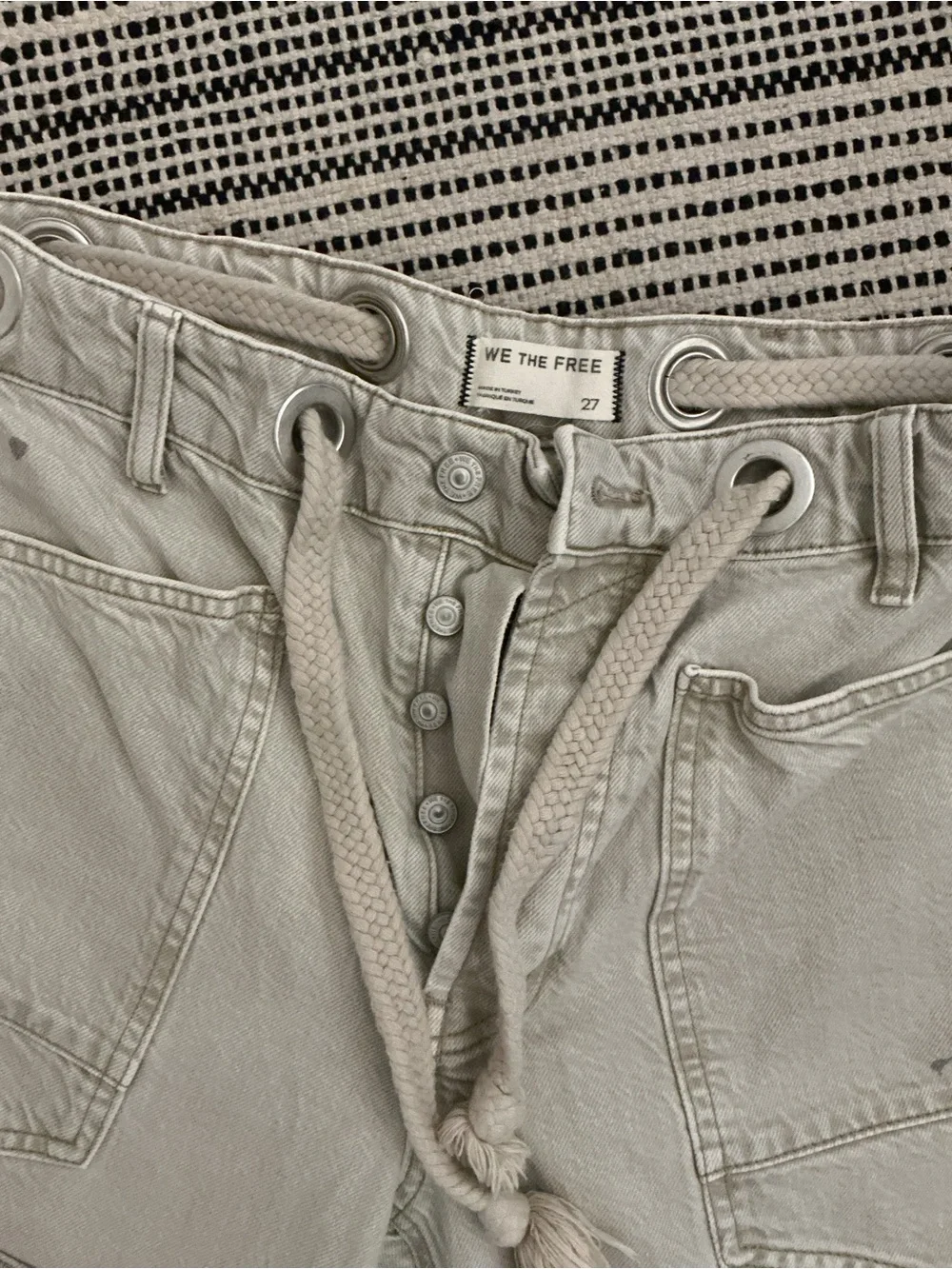We The Free Moxie Low Slung Pull On Drawstring Barrel Jeans - Picture 3 of 7